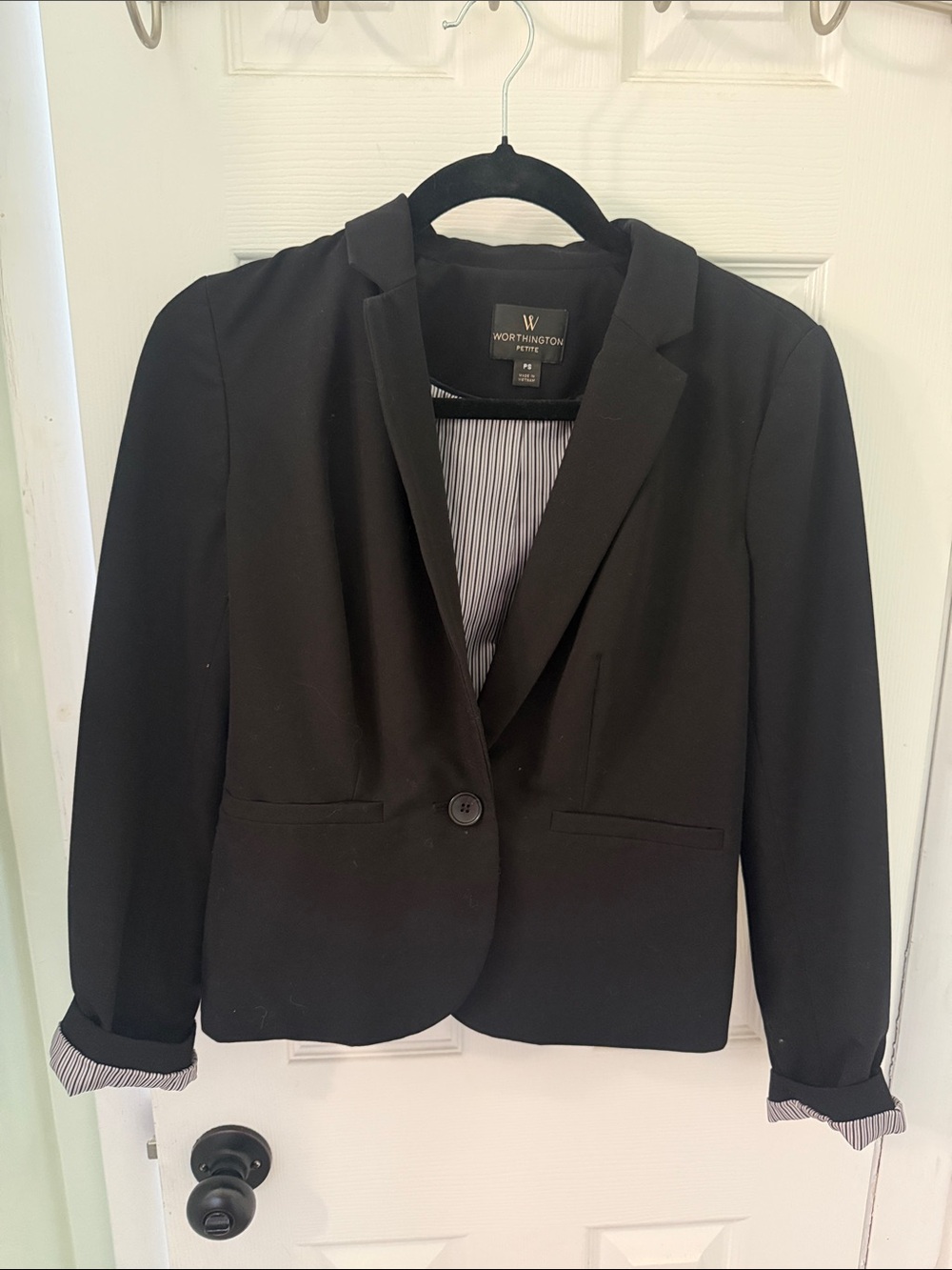 Worthington Black Petite One-Button Blazer